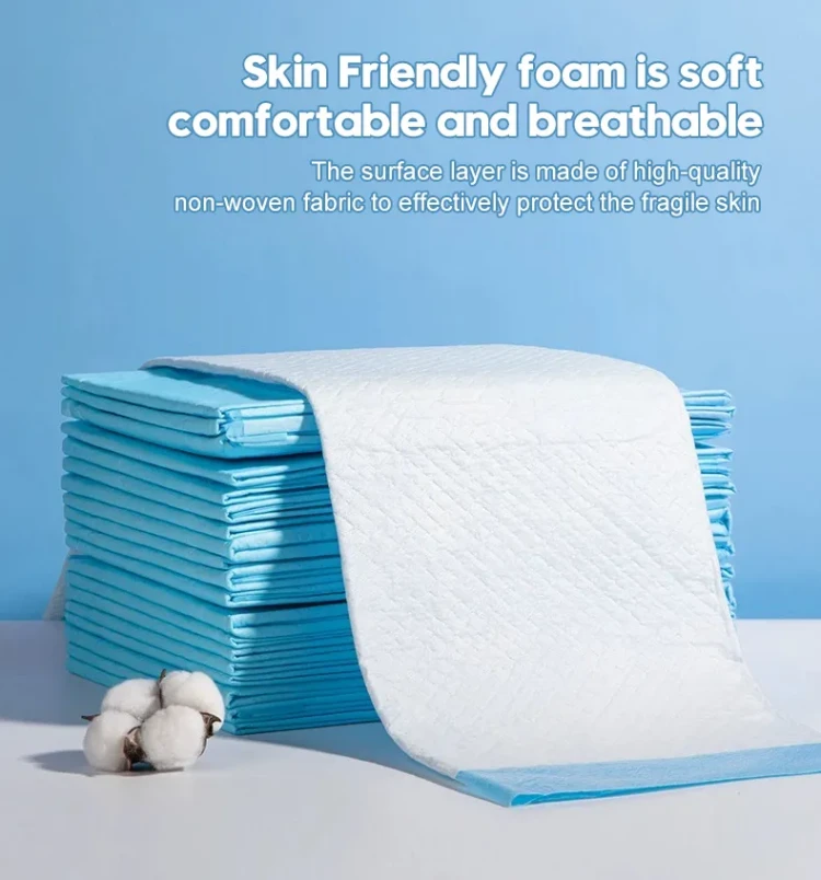 High absorbency disposable underpad placed on a hospital bed